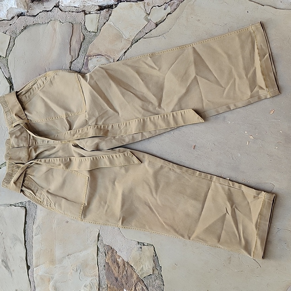 CABI Trouser Pants size 4 Rust Brown Cotton 5693 Carpenter Style Tie Belt